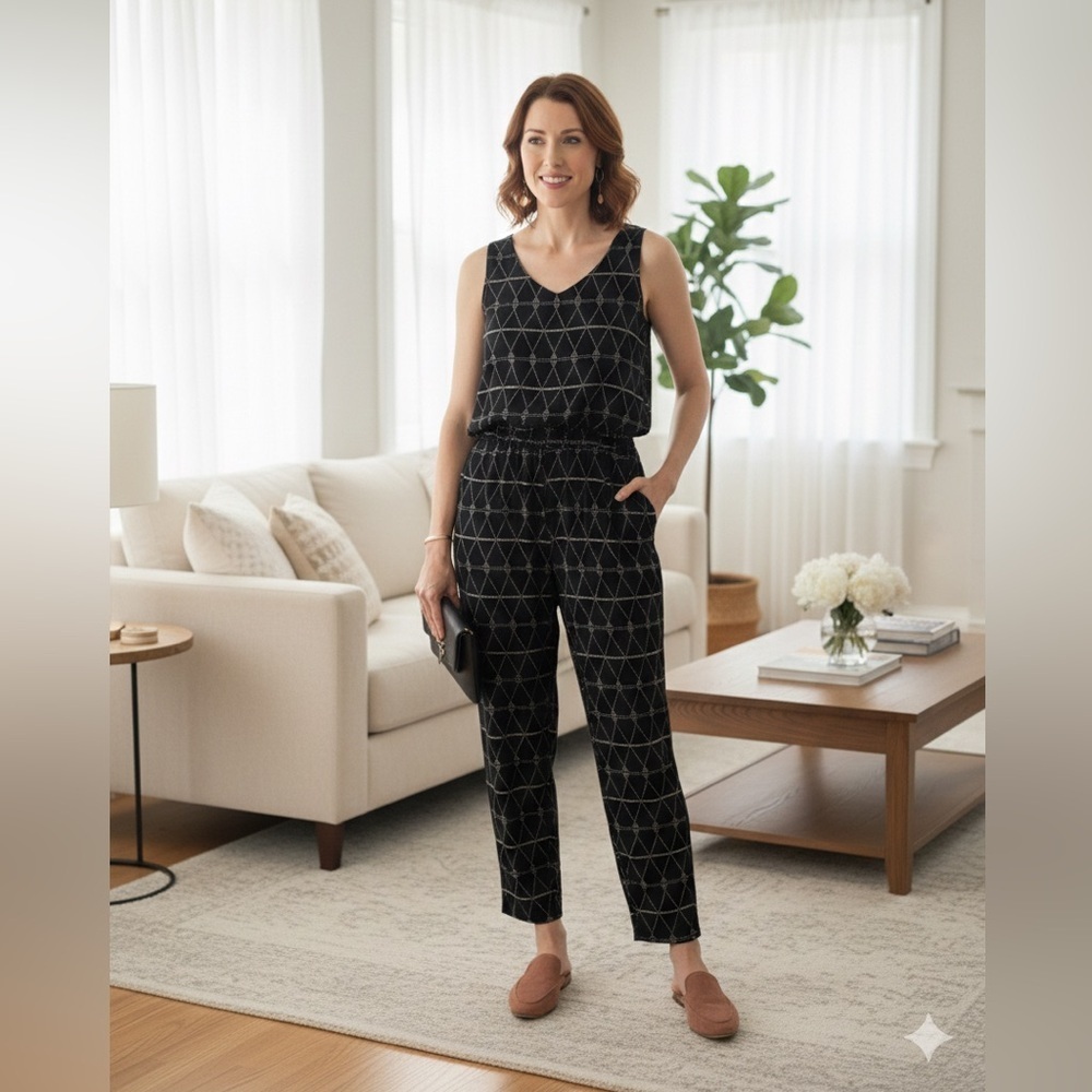 Madewell  S. Diamond Dot* Jumpsuit // Geometric Batik Print // Sleeveless // B&W